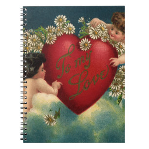 Carnet Saint-Valentin vintage victorien Chérubins au para