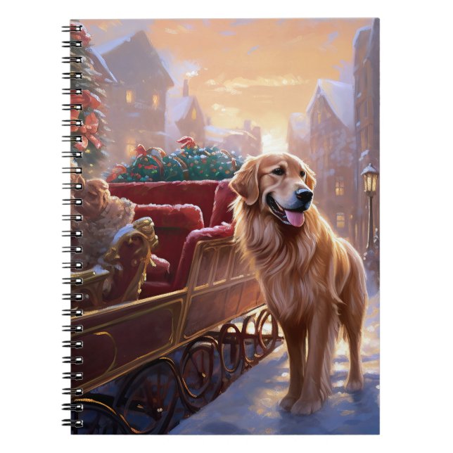 Carnet Saison de Noël Golden Retriever (Devant)