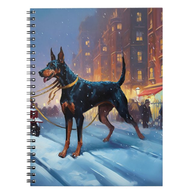 Carnet Saison Festive de Noël Doberman (Devant)