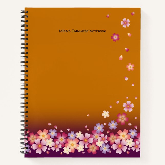 Carnet Sakura Blossoms Gold Custom Student Hiragana (Devant)