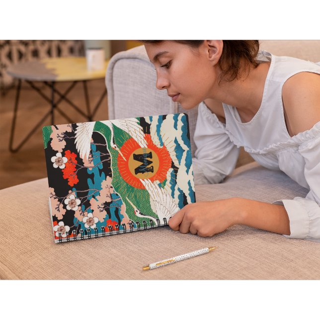 Carnet Sakura japonais vintage et Grues à couronne rouge (Créateur téléchargé)