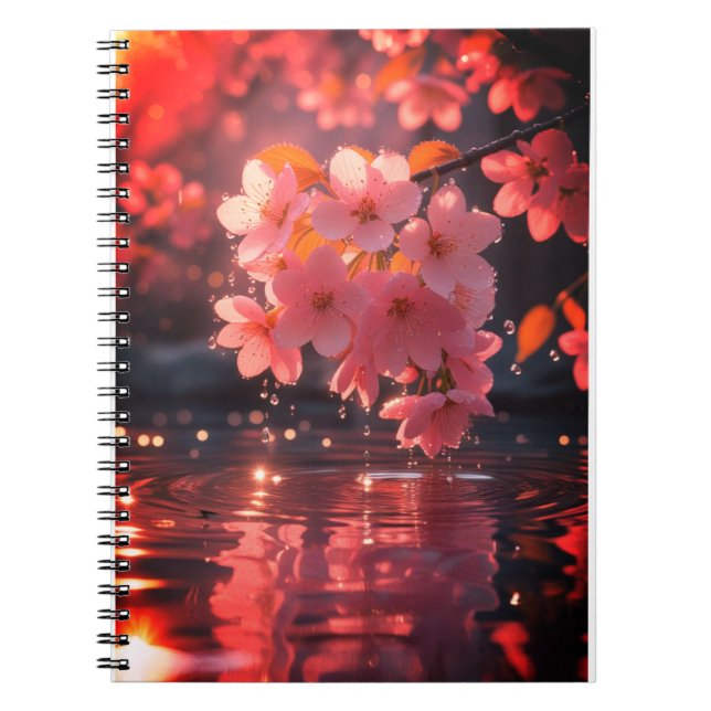 Carnet Sakura Rose Fleurit Sur L'Eau | Serene Spring Nat (Devant)