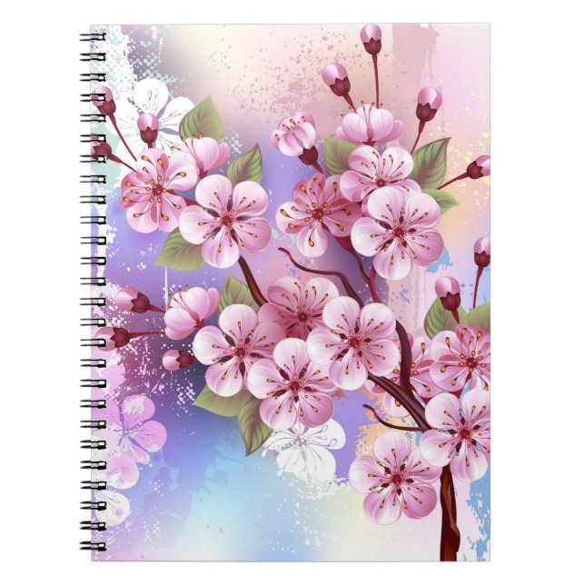 Carnet Sakura rose sur la peinture Arrière - plan (Devant)