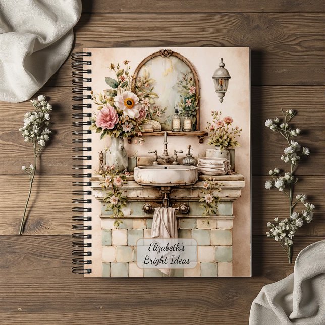 Carnet Salle de bain florale shabby chic (Créateur téléchargé)
