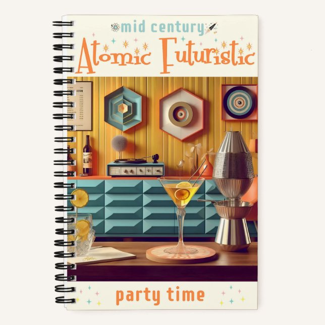 Carnet Salle de fête Rétro Futuriste du Milieu du Siècle  (Recto)