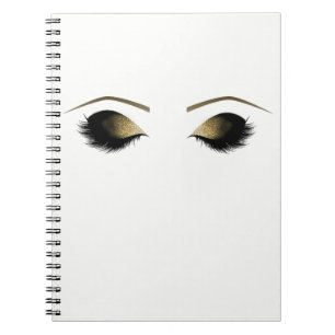 Carnet Salon de Beauté Cils Maquillage Paillettes Or Glam