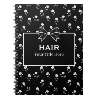 Carnet Salon de coiffure floral noir et blanc Coiffeur St