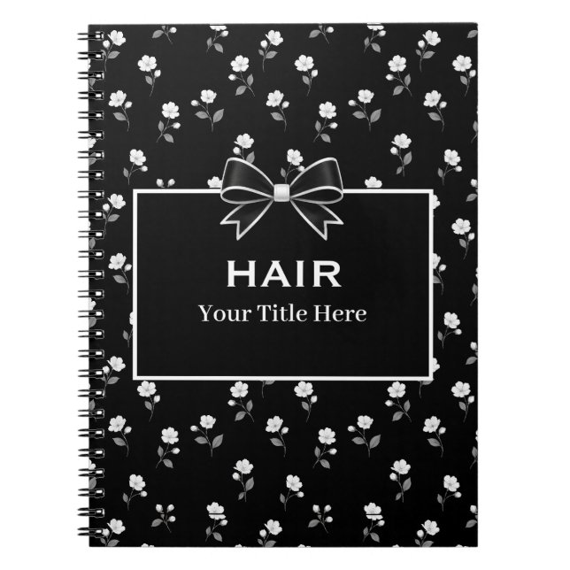 Carnet Salon de coiffure floral noir et blanc Coiffeur St (Devant)