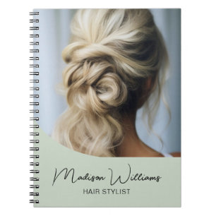 Carnet Salon de coiffure moderne personnalisé photo vert 