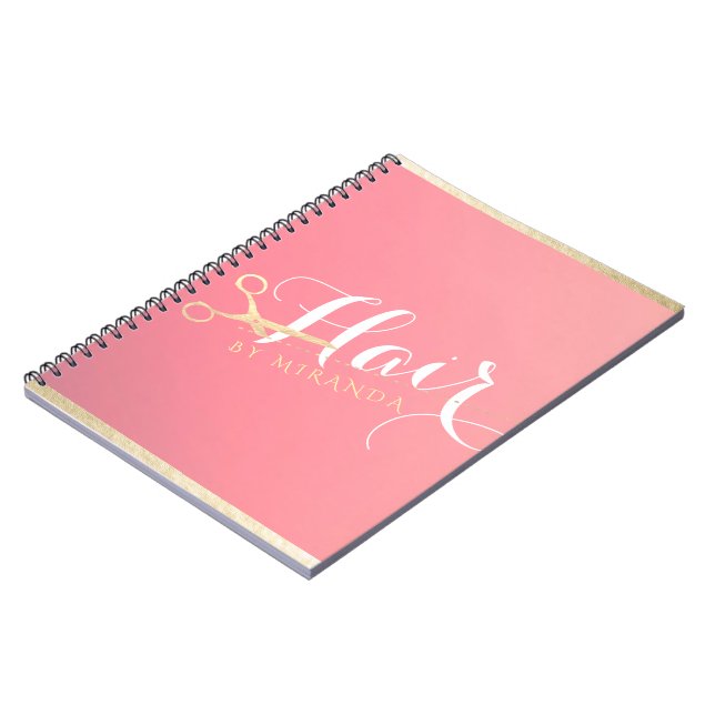 Carnet Salon de maquillage moderne ciseaux d'or rose (Côté gauche)