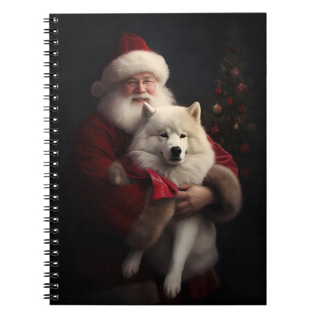 Carnet Samoyède avec le Père Noël Fête de Noël (Devant)