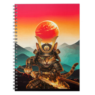 Carnet Samurai Cat Warrior Sunset Premium spiral Notebook