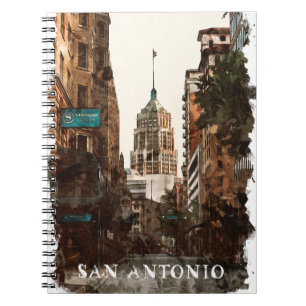 Carnet San Antonio Texas Vintage City Travel Watercolor
