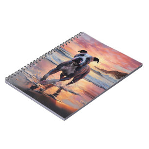 Carnet Sandy American Staffordshire Dog on Beach Sunset