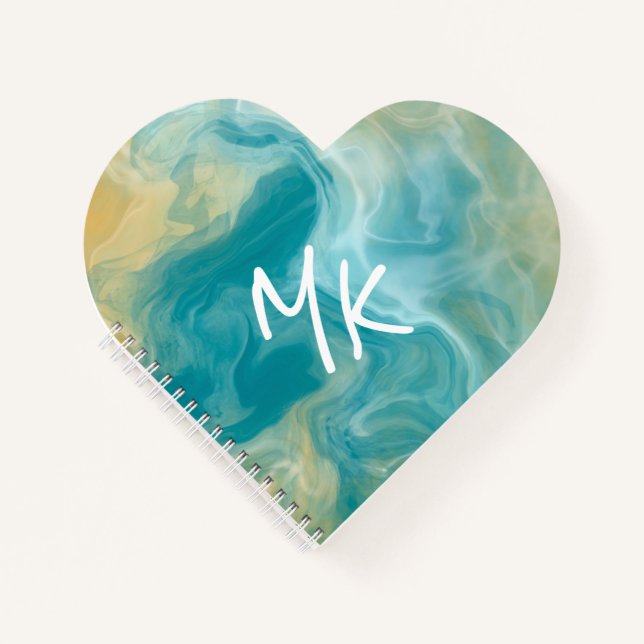 Carnet Sandy Brown Ocean Blue Fluid Art (Devant)