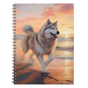 Carnet Sandy Paws Alaskan Malamute Chien sur le coucher d