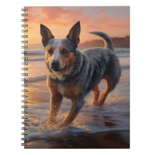 Carnet Sandy Paws Australian Cattle Dog on Beach Sunset