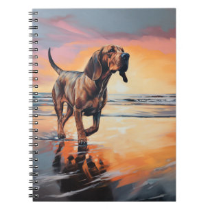 Carnet Sandy Paws Bloodhound Dog on Beach Sunset