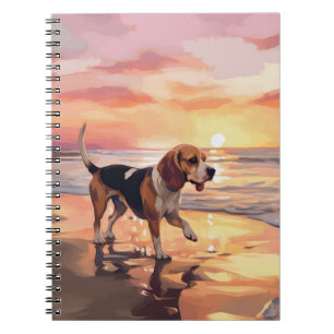 Carnet Sandy Paws Chien Beagle sur le coucher du soleil d