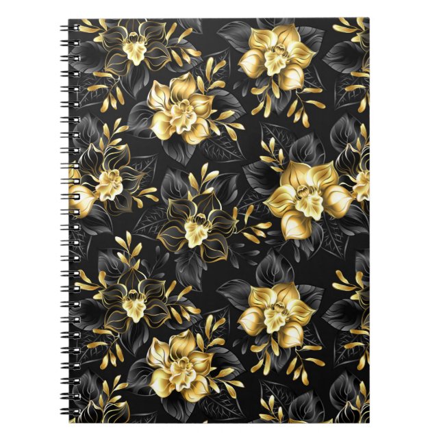 Carnet Sans couture avec orchidées de bijoux (Devant)