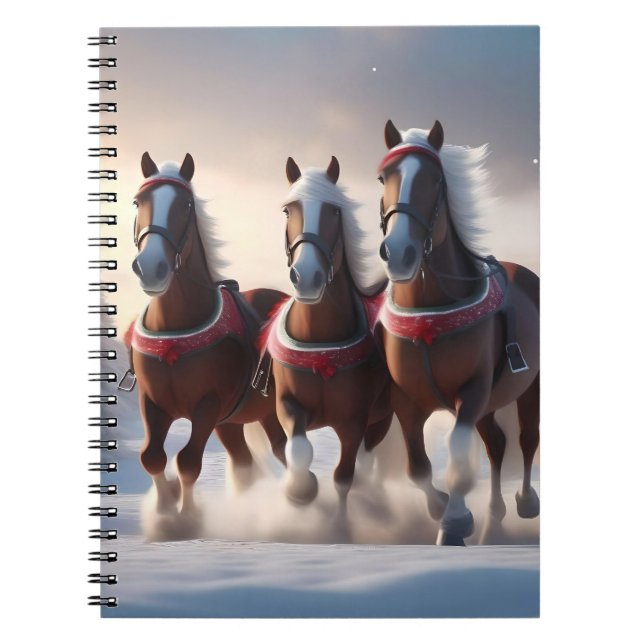 Carnet Santas Chevaux de Neige de Noël, (Devant)