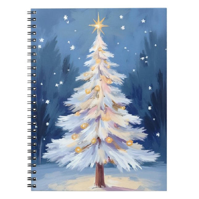 Carnet Sapin de Noël blanc Hiver Neige (Devant)