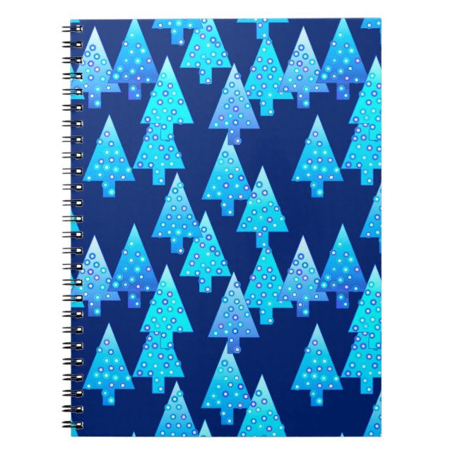 Carnet Sapins de Noël à fleurs modernes - bleu de cobalt (Devant)