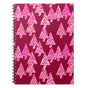 Carnet Sapins de Noël aux fleurs modernes - vin & rose