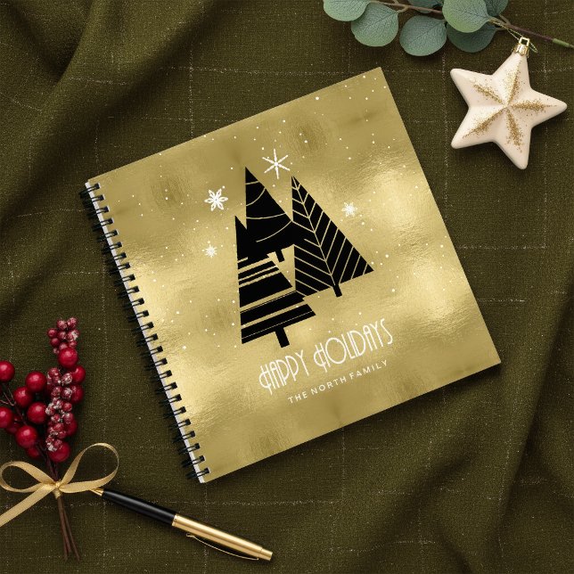Carnet Sapins de Noël et Flocons d'Or ID863 (Créateur téléchargé)