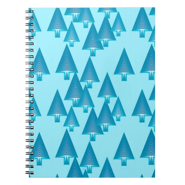 Carnet Sapins de Noël métalliques modernes - bleu ciel (Devant)