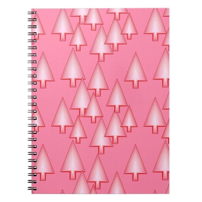 Carnet Sapins de Noël métalliques modernes - rose corail (Devant)