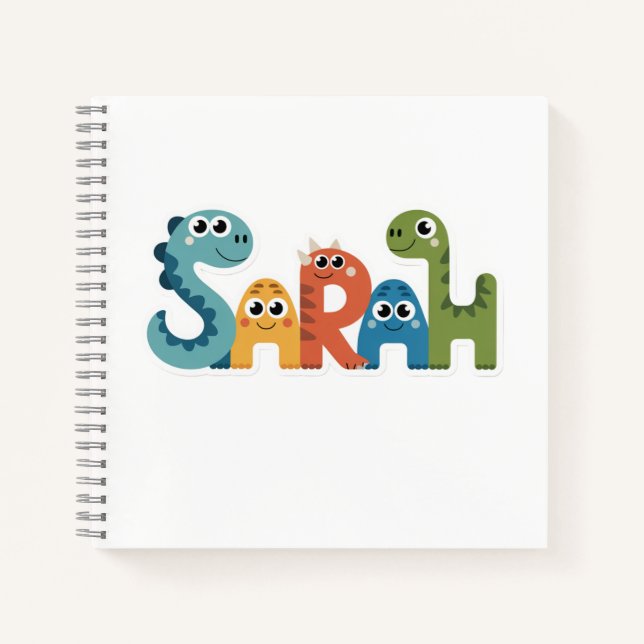Carnet Sarah Dinosaur Nom Cute Dino Lettres Design (Devant)