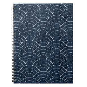 Carnet Sashiko sans soudure motif de teinture indigo avec