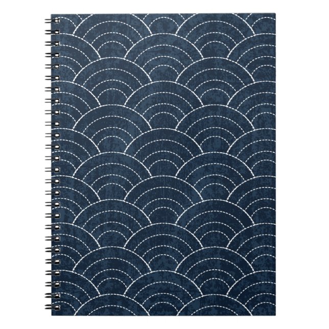 Carnet Sashiko sans soudure motif de teinture indigo avec (Devant)
