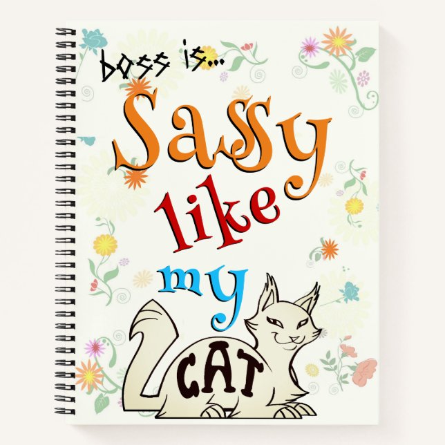 Carnet Sassy comme ma typographie audacieuse de chat - Ca (Devant)