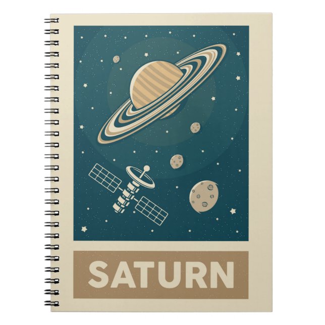 Carnet Saturn Retro Galaxy Satellite (Devant)