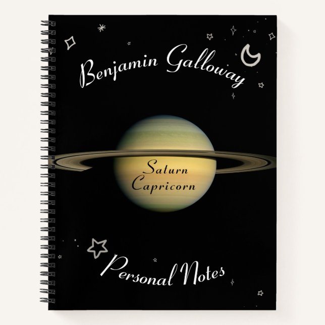 Carnet Saturne Capricorne Monogramme Système solaire Cosm (Devant)