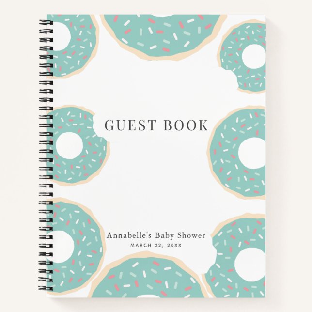 Carnet Saupoudrer de Baby shower de beigne verte (Devant)