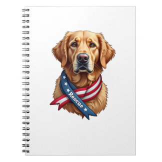 Carnet Sauvetage de Golden Retriever Patriotique Vintage 