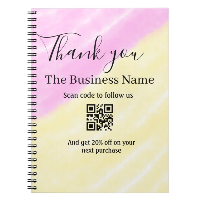 Carnet Scan QR to follow us thank you discount code pink  (Devant)