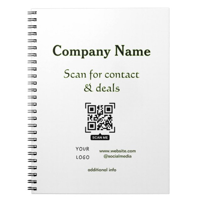 Carnet scanner le QR pour le nom de l'entreprise du site  (Devant)