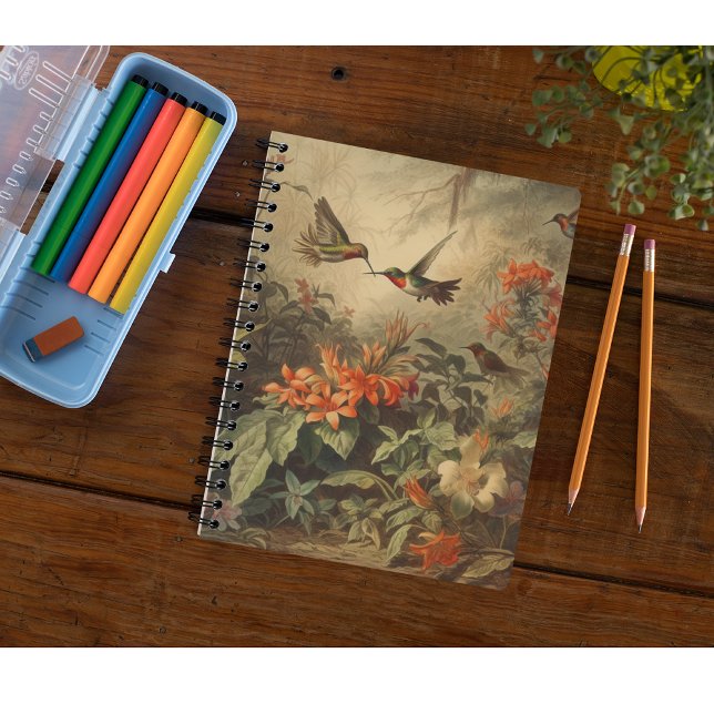 Carnet Scène botanique vintage d'hummingbirdet de fleurs (Créateur téléchargé)