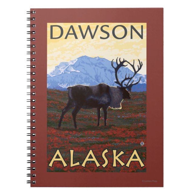 Carnet Scène Caribou - Dawson, Alaska (Devant)