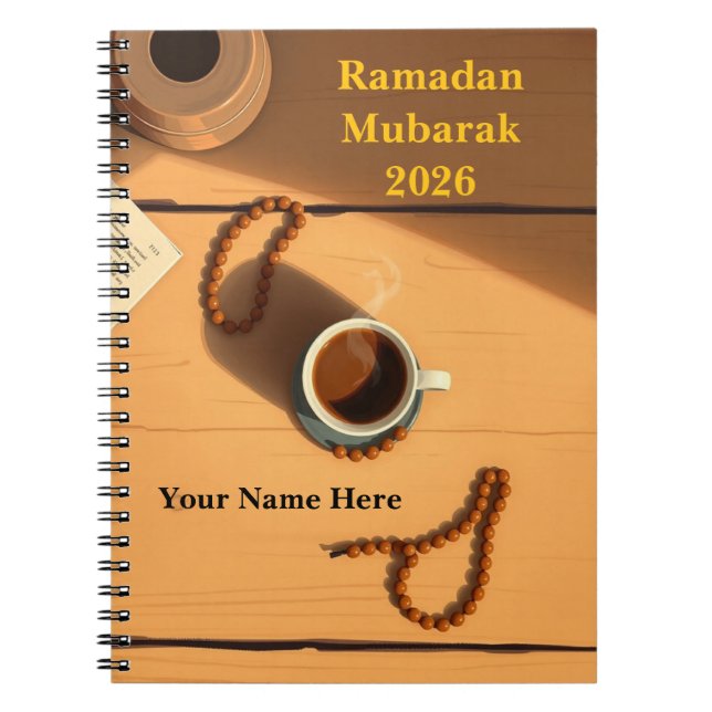 Carnet Scène de bureau chaleureuse avec Tasbih marron (Devant)