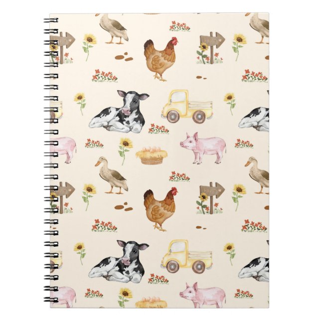 Carnet Scène de ferme à l'aquarelle - motif transparent (Devant)