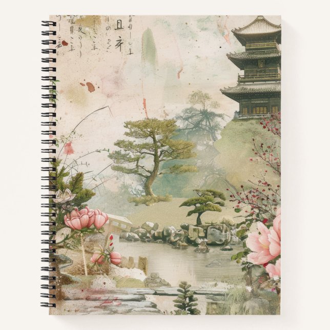 Carnet Scène de jardin de fleurs de cerisier (3) (Devant)