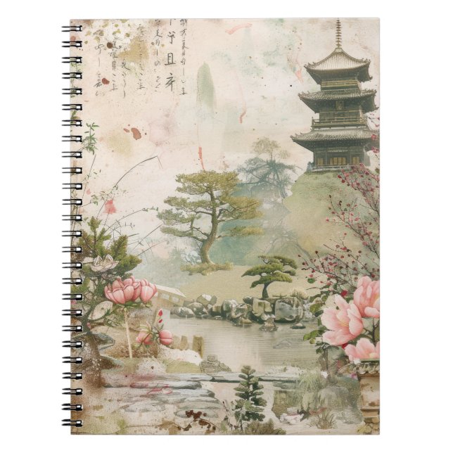 Carnet Scène de jardin de fleurs de cerisier (3) (Devant)