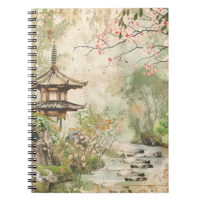 Carnet Scène de jardin de fleurs de cerisier (4) (Devant)