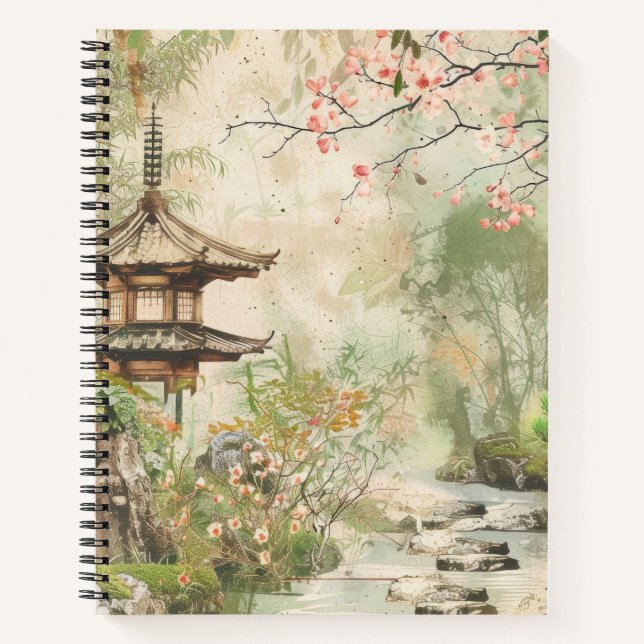 Carnet Scène de jardin de fleurs de cerisier (4) (Devant)