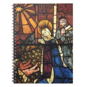 Carnet Scène de la Nativité de Noël vintage en verre colo